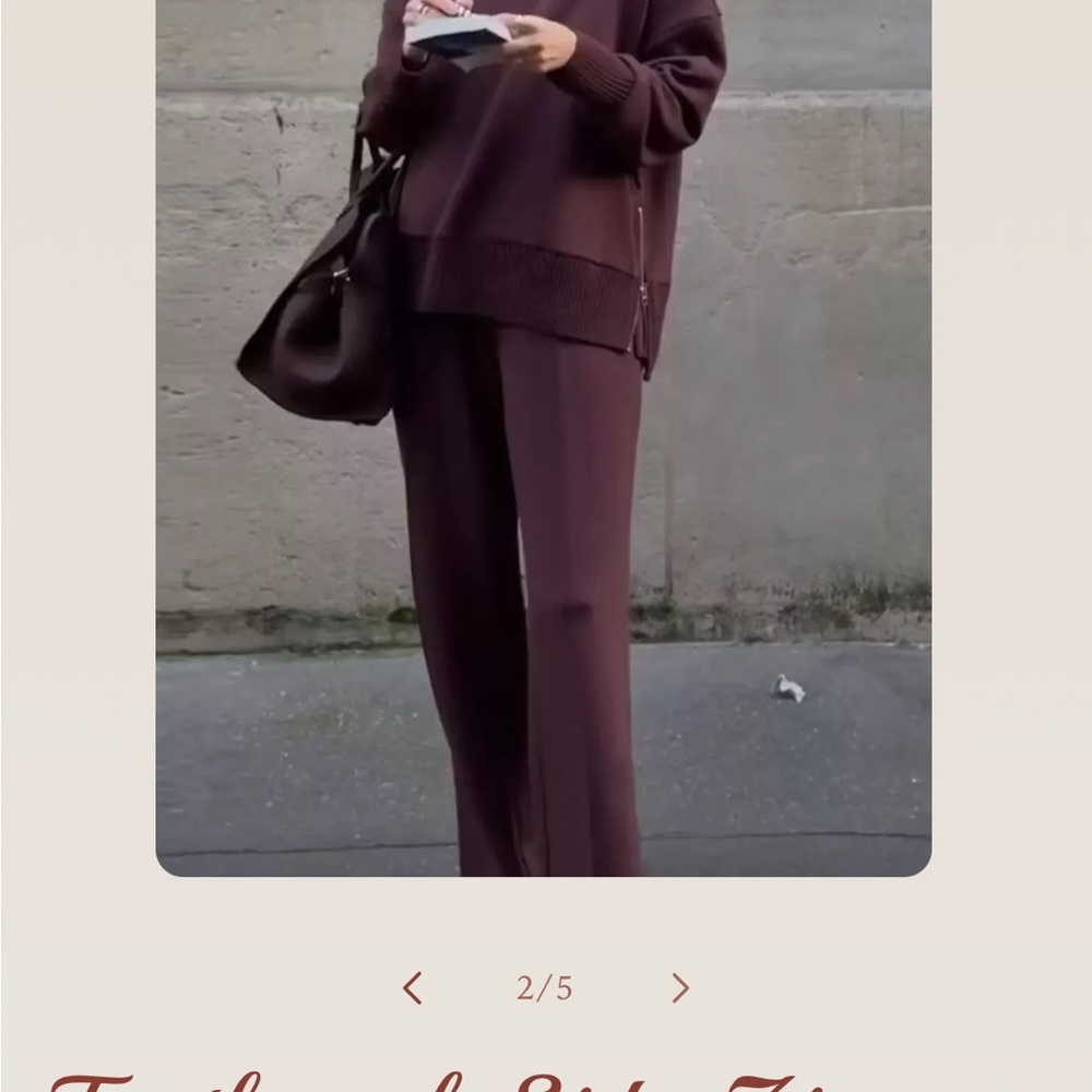 Wide-Leg Knit Pants in Deep Burgundy